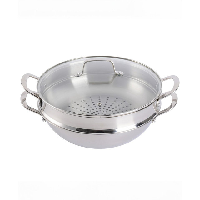 Martha Stewart Collection Castelle Stainless Steel 12" Essential Pan with Steamer
