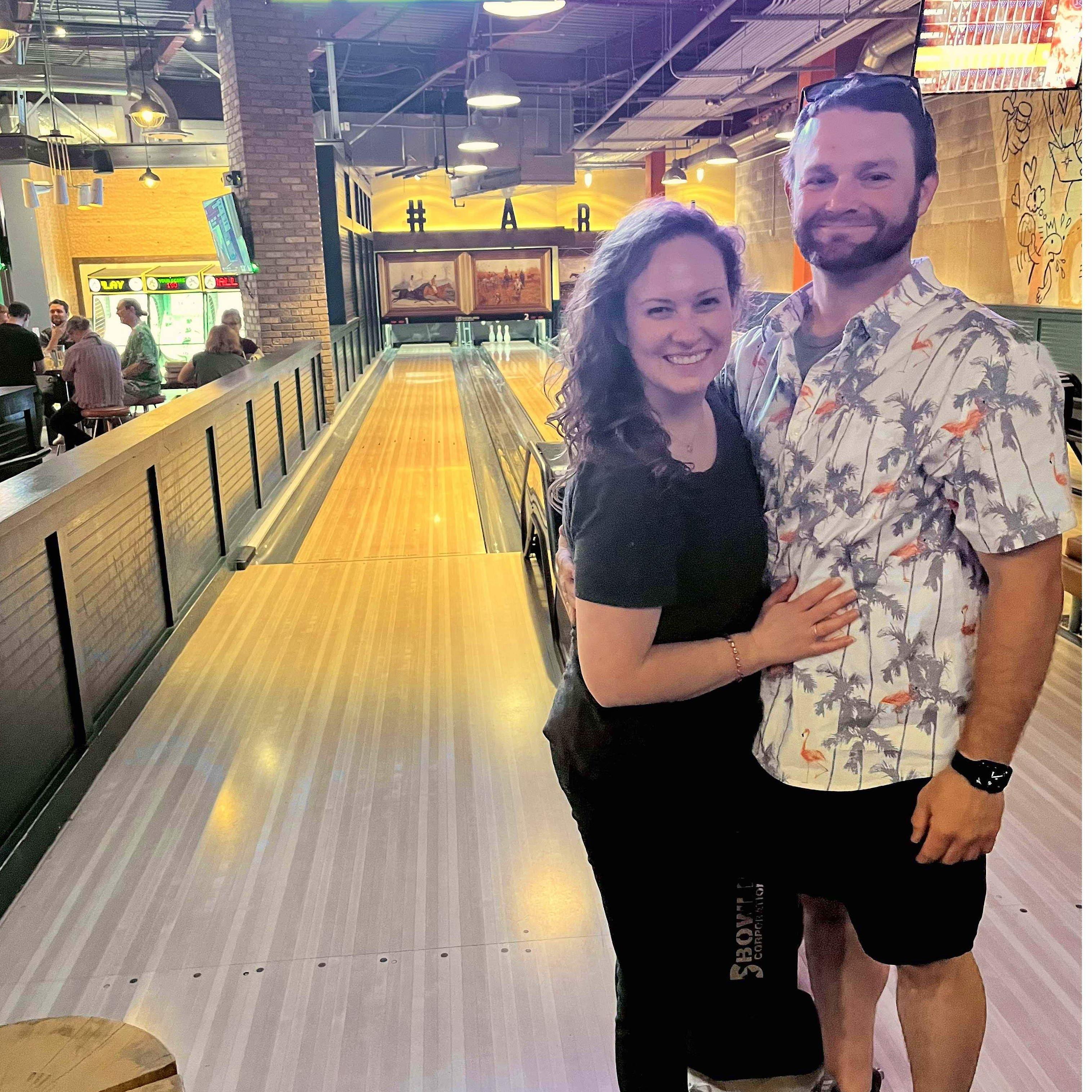 Bowling and gaming at Punch Bowl Social in Arlington, VA for Rich'as most recent birthday