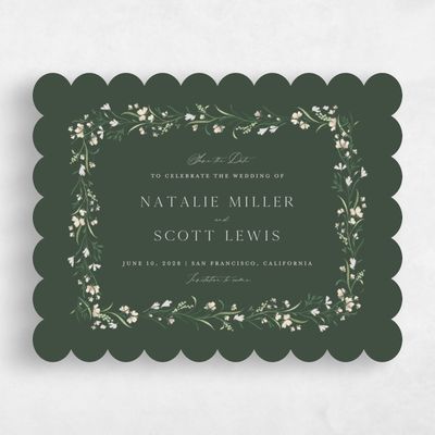 Green Scalloped Wedding Save the Date - Mirtillo Landscape