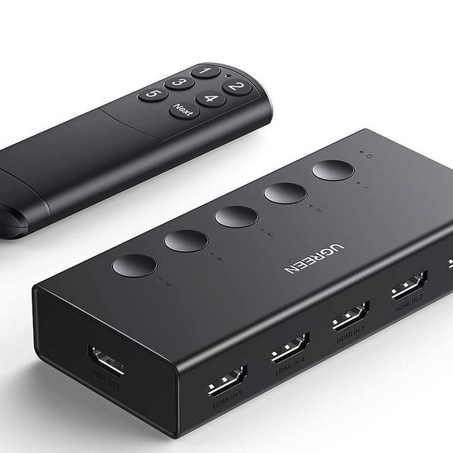 UGREEN HDMI Switch 5 in 1 Out 4K@60Hz, HDMI Splitter with Remote 5 Port HDMI Switcher Selector Support 3D CEC HDR HDCP2.2 Compatible with PS5/4/3 Xbox Nintendo Switch Roku TV Fire Stick