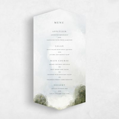 Green Diamond Wedding Menu - Carroway