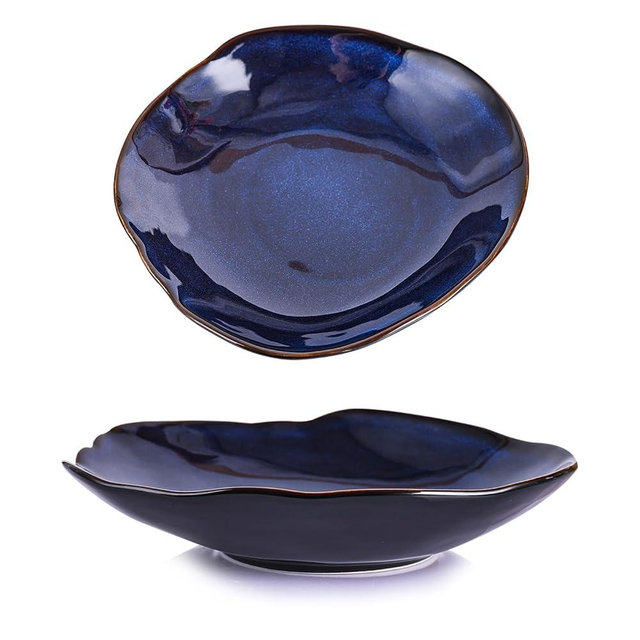 Blue Ceramic Decorative Bowl –10.4" Small Trinket Dish, Fruit Bowl, Candy Dish, Key Bowl for Entryway Table, Jewelry & Ring Dish, Porcelain Catchall Dish for Kitchen, Bedside, Living Room Home Decor