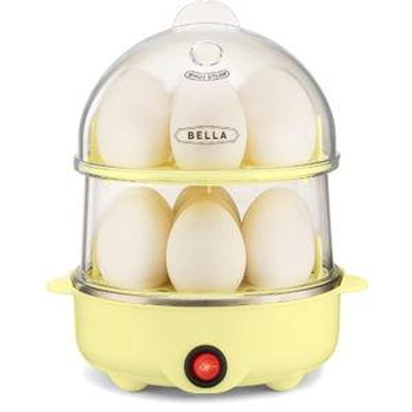 bella Rapid Electric Egg Cooker and Poacher with Auto Shut Off for Omelet, Soft, Medium and Hard Boiled Eggs, 14 Egg Capacity Tray, Double Stack, Yellow