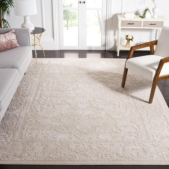 SAFAVIEH Area Rug 8' Square - Reflection Collection - Large - Cream & Ivory, Non-Shedding & Easy Cleaning, Ideal for Living Room, Bedroom (RFT665D)