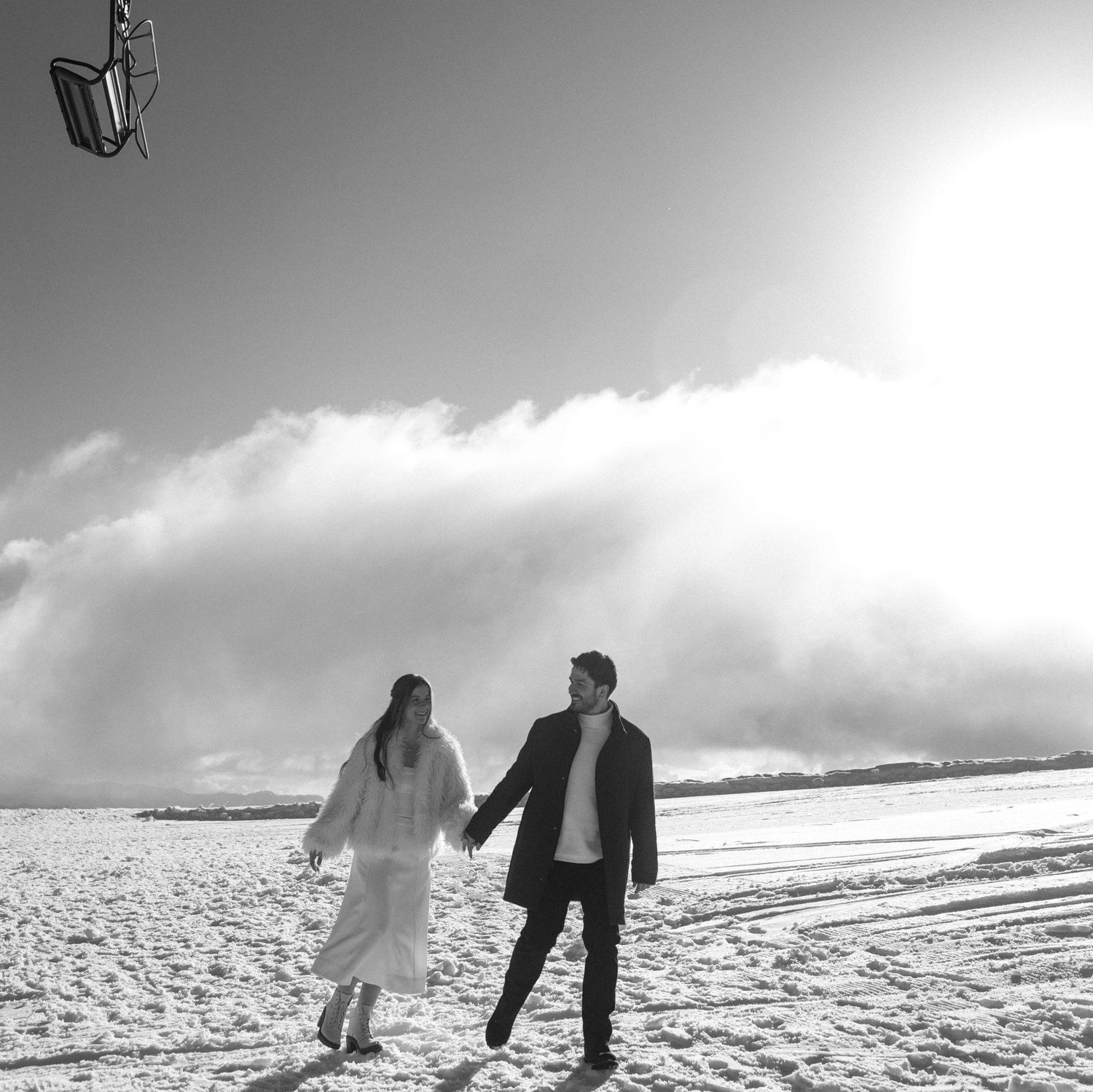 Some photos from our engagement photoshoot in the snowy French Alps