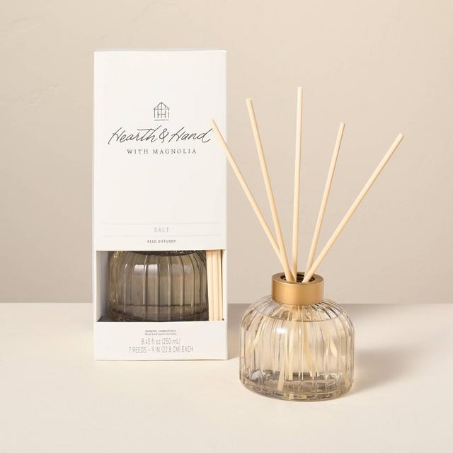 8.45 fl oz Ribbed Glass Diffuser Salt - Hearth & Hand™ with Magnolia