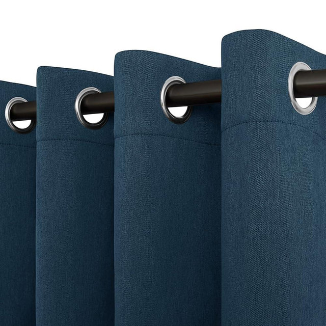 Easy-Going Linen Look Blackout Curtain Grommet Window Curtain Drapes for Bedroom, Living Room Thermal Insulated Room Darkening (2 Panels, 52x96 inch, Navy)