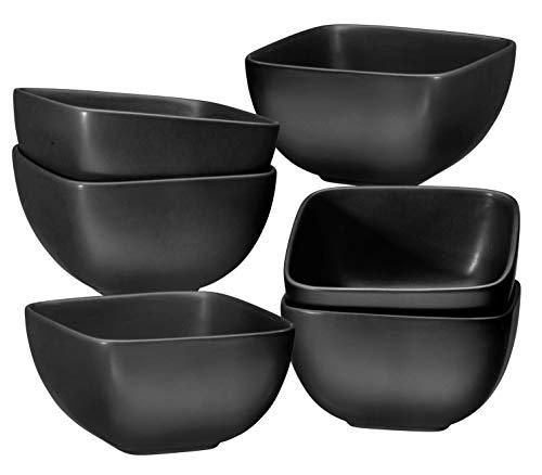 Bruntmor Large Ceramic Square Bowls - 26 Oz Durable Non-toxic Ceramic Bowls set of 6, Exceptional Multi-colored chip-resistant for Pasta, Berries, soup, Cereal Microwave Safe Appetizer Bowl