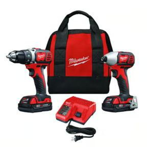 Milwaukee M18 Cordless Brushed 2 Tool Drill/Driver and Impact Driver Kit