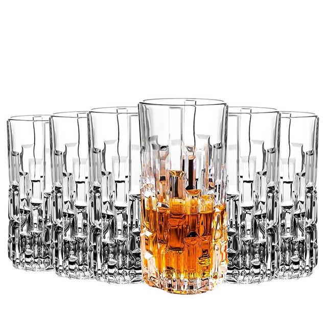 binsakao Highball Glasses Set of 6, 14 oz Water Glasses, Collins Tall Beverage Cups Glassware for Drinks, Water, Beer, Soda, Cocktail