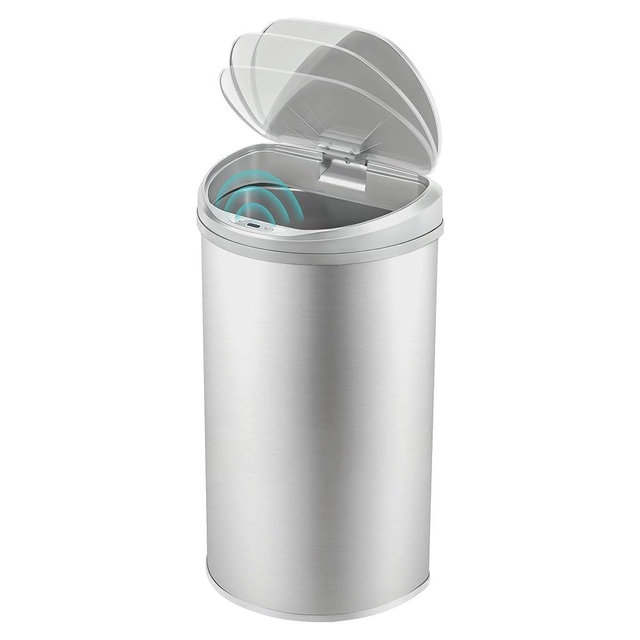 Ninestars 21 Gallons Smart Opening Kitchen Trash Can with Lid, Motion Sensor Trash Bin, 80 Liter XL Stainless Steel Garbage Bin Automaticlly Opening (21 Gallon Sliver D Shape) (21 Gallon D Shaped)