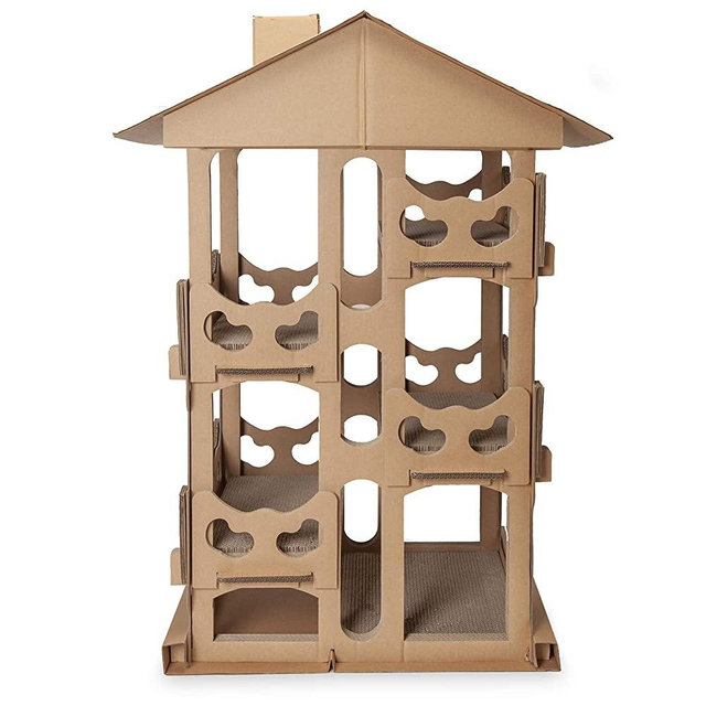 Furhaven Pet Cat Furniture | Corrugated Cat Scratcher Cardboard & Pet House Tower Condo Apartment w/ Catnip for Cats & Kittens - Available in Multiple Styles