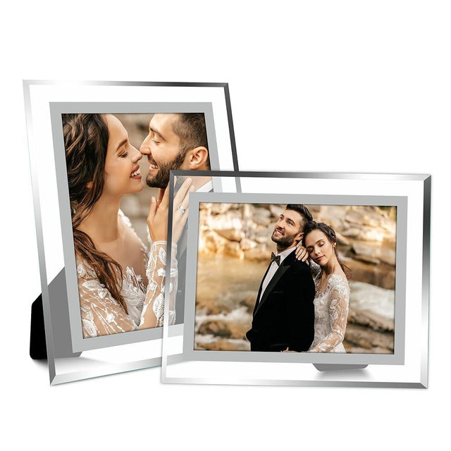 Vienrose 8x10 Picture Frame Set of 2, Glass Photo Frames 8 by 10 Made of High Definition Real Glass Display Pictures Horizontal or Vertical for Table