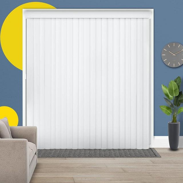 YELLOW BLINDS Vertical Window Blinds, Sliding Door Blinds, Cordless Blinds for Patio Doors, Room Darkening Shades for Home Decor, Vinyl, Ocean White, 78" W X 84" H