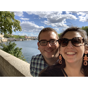 Scott and Alex in Lyon, France, where they had their first "official" date at the Lyon Museum of Fine Arts.