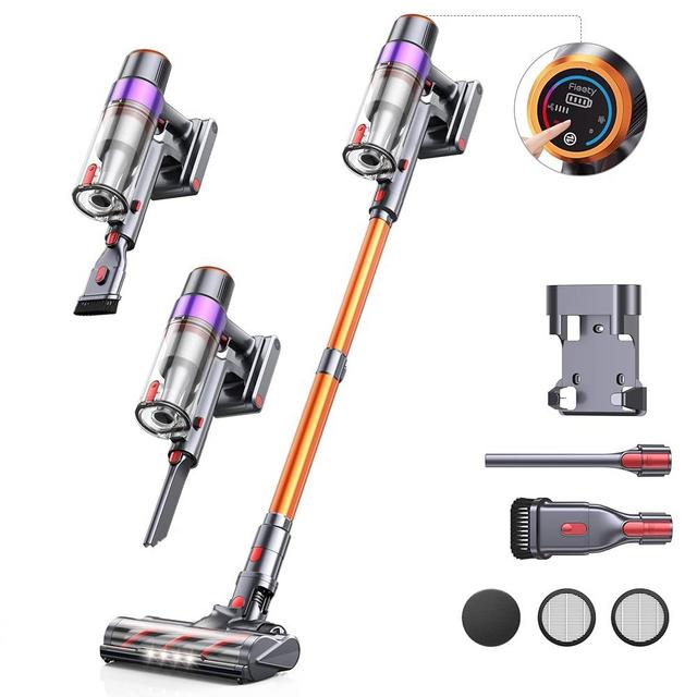 Fieety Cordless Vacuum Cleaner, 450W/40Kpa Stick Vacuum Cleaners for Home with Touch Display, 55 Mins Max Runtime, Lightweight Handheld Anti-Tangle Vacuum Cleaner, Carpet, Pet Hair and Hardwood Floors