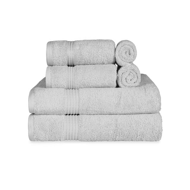 Superior Solid Quick Drying Absorbent 6 Piece Egyptian Cotton Assorted Towel Set