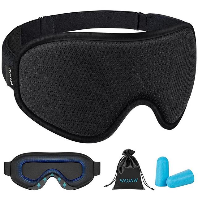 WAOAW Sleep Mask for Women Men , Eye Mask Sleep of 3D Light Blocking Blindfold(Black)