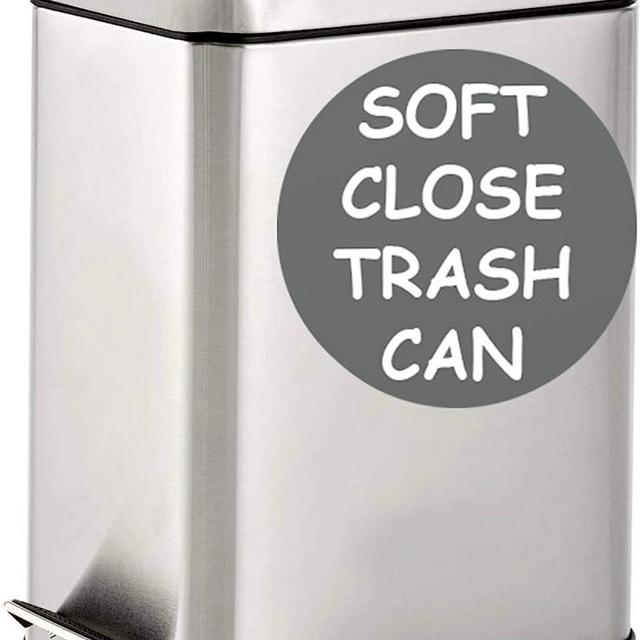 Soft Close, Rectangular Trash Can 10L with Anti - Bag Slip Liner and Lid,  Use as Mini Garbage Basket, Slim Dust Bin, or Decor in Bathroom, Restroom,  Kitchen, or Bedroom (10L /