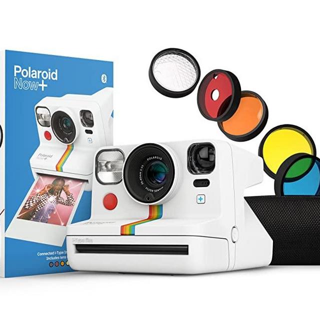 Polaroid Now+ White (9062) - Bluetooth Connected I-Type Instant Film Camera with Bonus Lens Filter Set