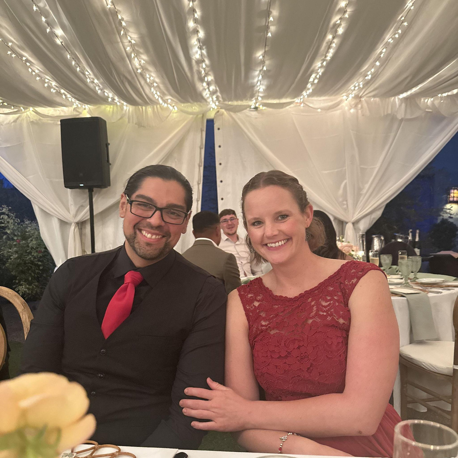 Celebrating the wedding of a family member and enjoying each other's company