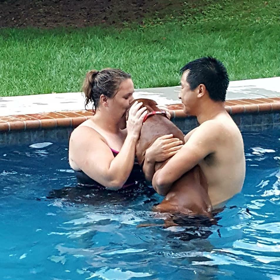 We taught Aslan how to swim