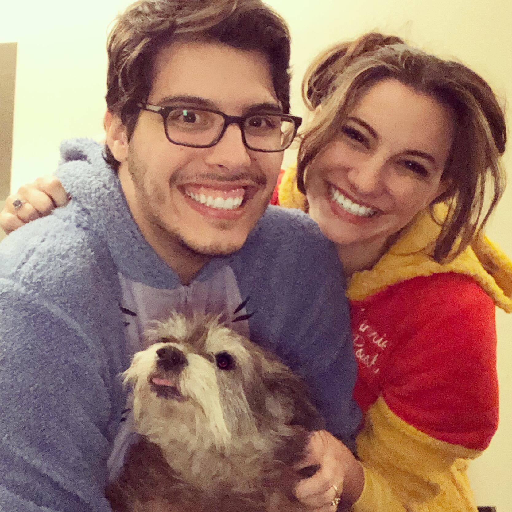 Zach, Brit, and our landlord's dog Bently. 2019