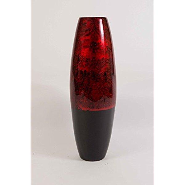 GreenFloralCrafts 24" Lacquer Cylinder Floor Vase - Red Swirl & Black
