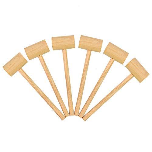 YoleShy 6PCS Crab Hammers, Hard Wooden Crab Mallets Lobster Hammer for Shellfish Seafood, 7.1 x 2 x 1.2inch (Natural Wood Color)