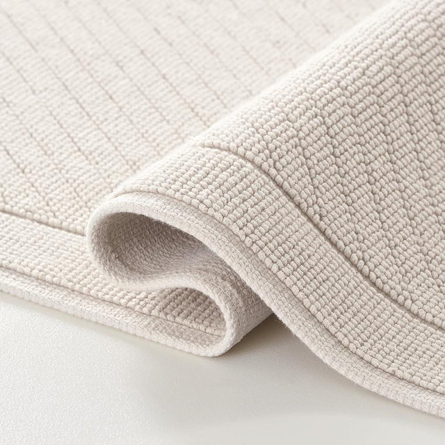 Arkwright 100% Cotton Bathroom Rug - High Absorbent Stylish Textured Woven Design Bath Mat, Slip Resistant Backing for Shower and Bathtub Floor, 24x36 in - Beige