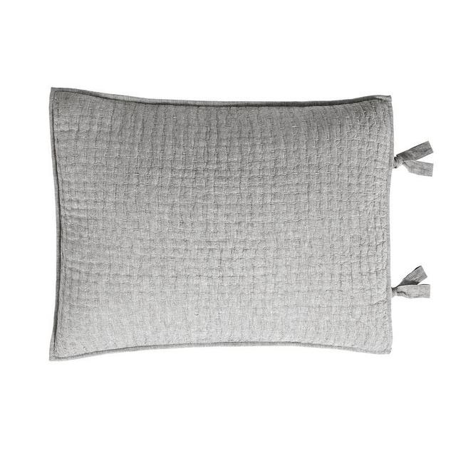 Light Gray Pickstitch Cotton/Linen Quilted Sham, Standard