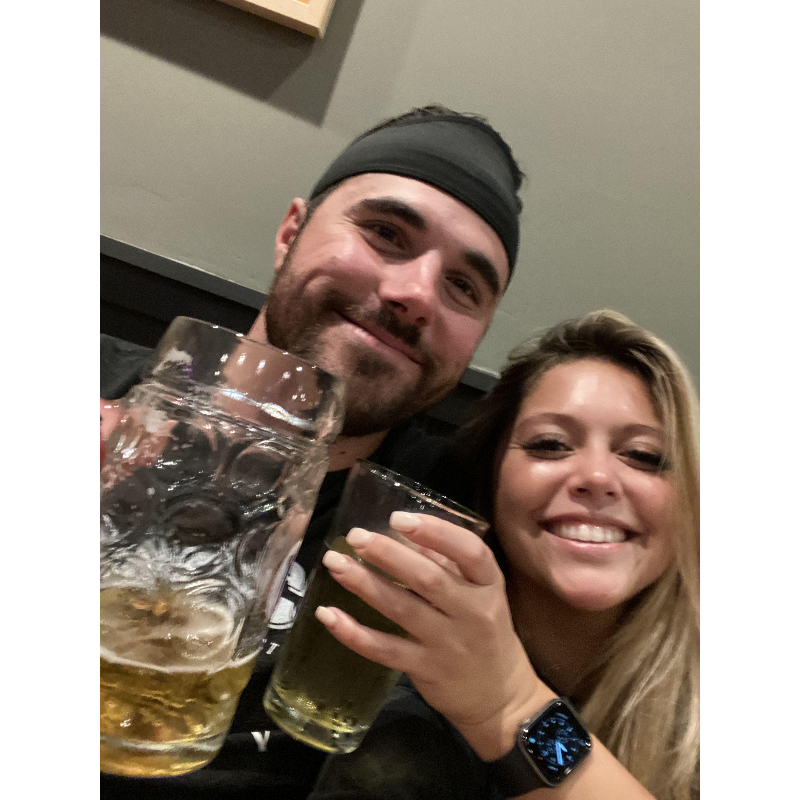 Pizza and beer break while moving in together!