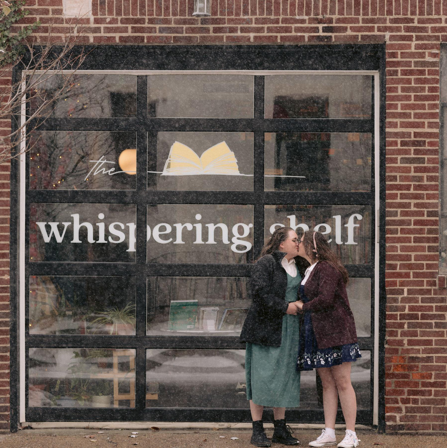 We took our engagement photos at our favorite bookstore!