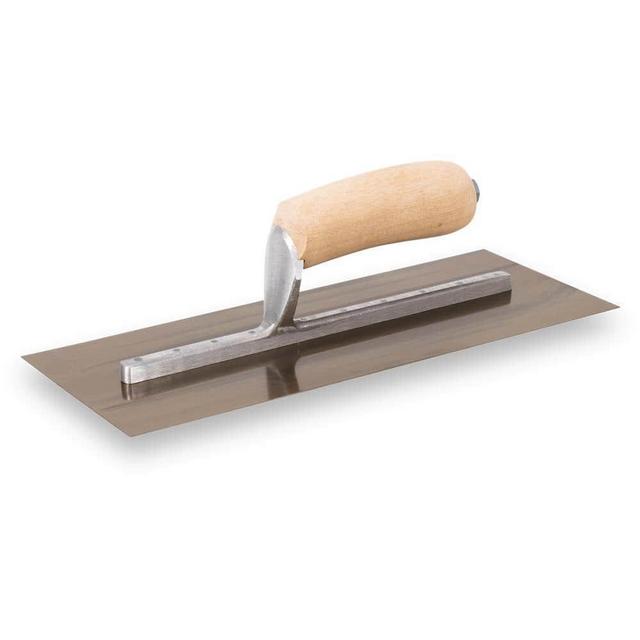 12 in. x 5 in. Curry Style Golden Stainless Steel Trowel with Camel Back Wood Handle