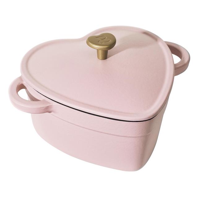 Beautiful 2QT Cast Enamel Heart Dutch Oven, Pink Champagne by Drew Barrymore