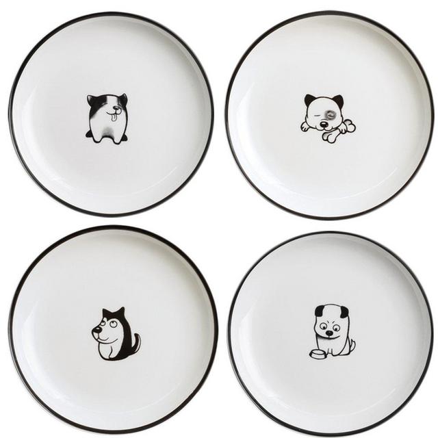 SOCOSY Cute Cartoon Dog Ceramic Seasoning Dishes Sauce Dish Sushi Dipping Bowl Appetizer Plates Tea Bag Holder Serving Dish for Kitchen 5'' (Dog)