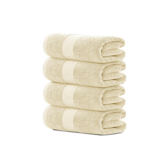 White Classic Luxury 100% Cotton Bath Towels Set of 4 - 27x54" Beige
