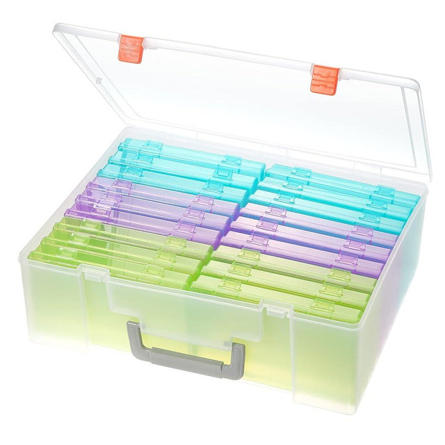 Photo Storage Box 4x6, 18 Inner Extra Large Photo Case Large Photo Organizer Acid-Free Photo Box Storage Photo Keeper Photo Storage Case, Plastic Craft Storage Box for Photo Stickers Stamps Seeds