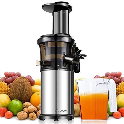 Aobosi Slow Masticating Juicer Extractor Compact Cold Press Juicer Machine with Portable Handle/Quiet Motor/Reverse Function/Juice Jug and Clean Brush for High Nutrient Fruit & Vegetable Juice