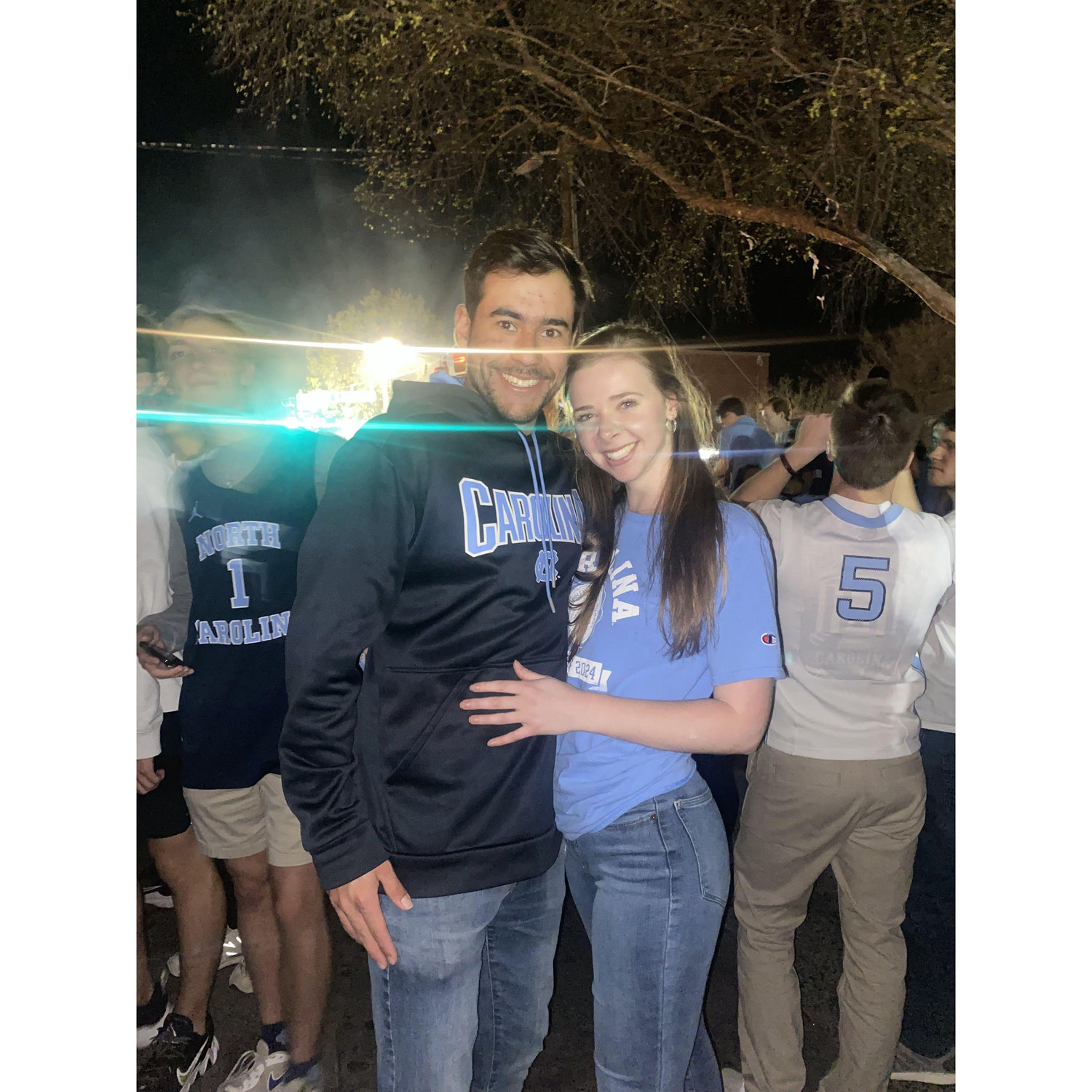Our first time rushing Franklin street after UNC beat Duke in basketball (a huge tradition). Go Heels!