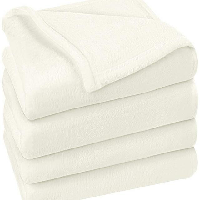 Utopia Bedding Fleece Blanket Queen Size Ivory 300GSM Luxury Fuzzy Soft Anti-Static Microfiber Bed Blanket (90x90 Inches)