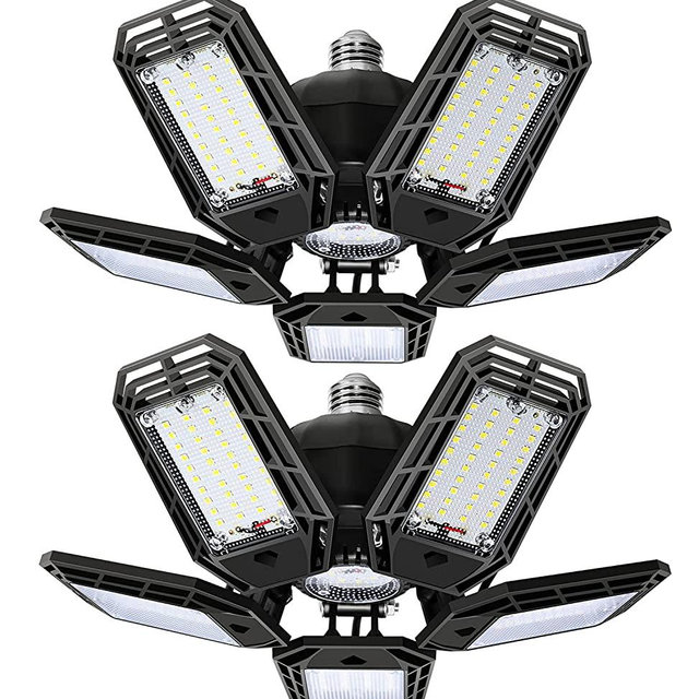 2 Pack LED Garage Light , 150W Ultra Bright LED Shop Light with 5 Adjustable Panels,15000LM 6500K LED Deformable Garage Ceiling Lights for Garage, Workshop