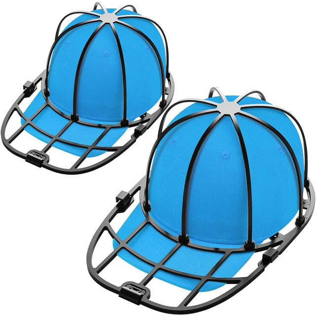 Fododo 2 Pack Hat Washer Cage for Washing Machine Baseball Cap Washer for Dishwasher, Hat Racks Cleaner Holder for Adults and Kids Ball Hats Cleaning, Black