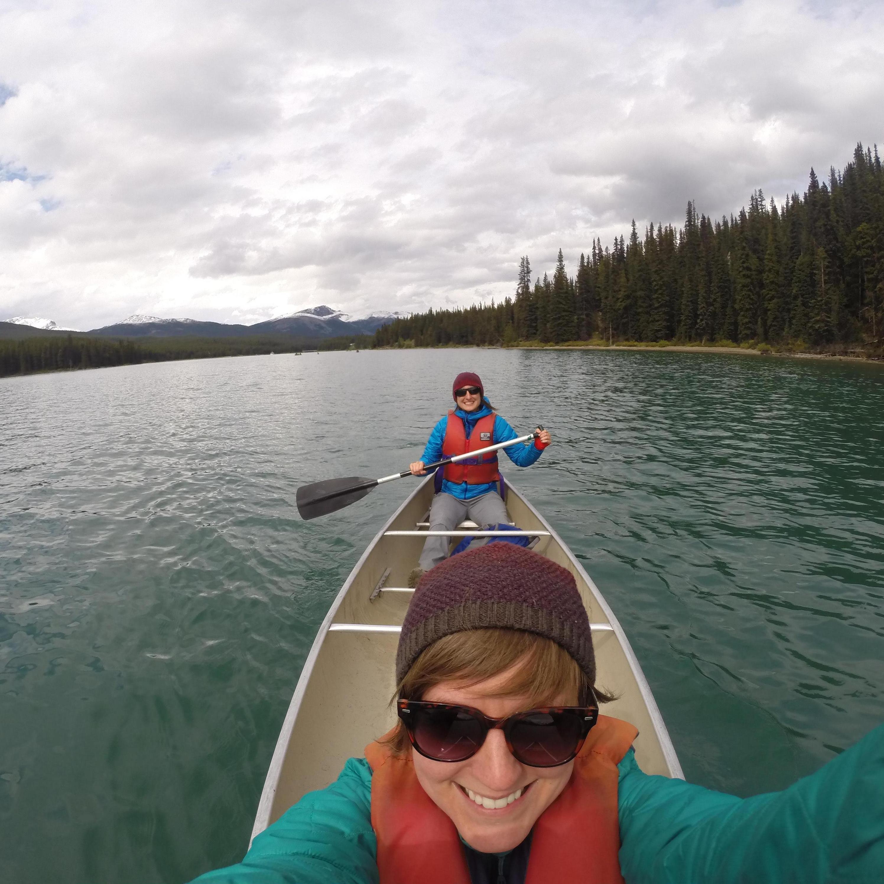 Canoeing on Maligne Lake in Jasper National Park, Canada, 2015.