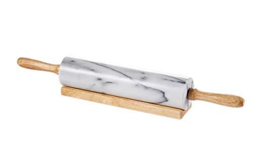 JEmarble Rolling Pin -Wooden Handles(White)(RTA)