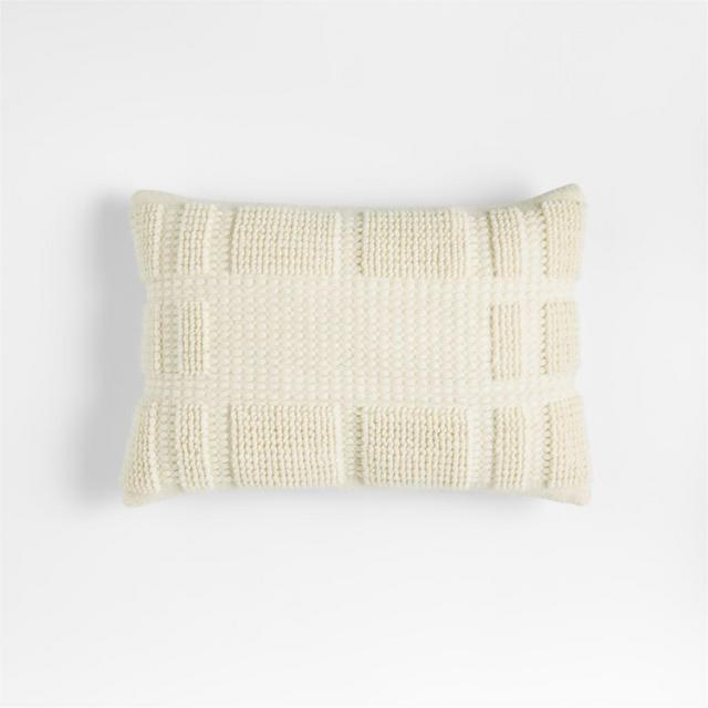 Lancaster 22"x15" Textured Cream Plaid Pillow Cover
