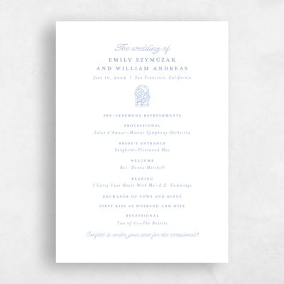 Dark Pastel Blue Wedding Program - Vianne