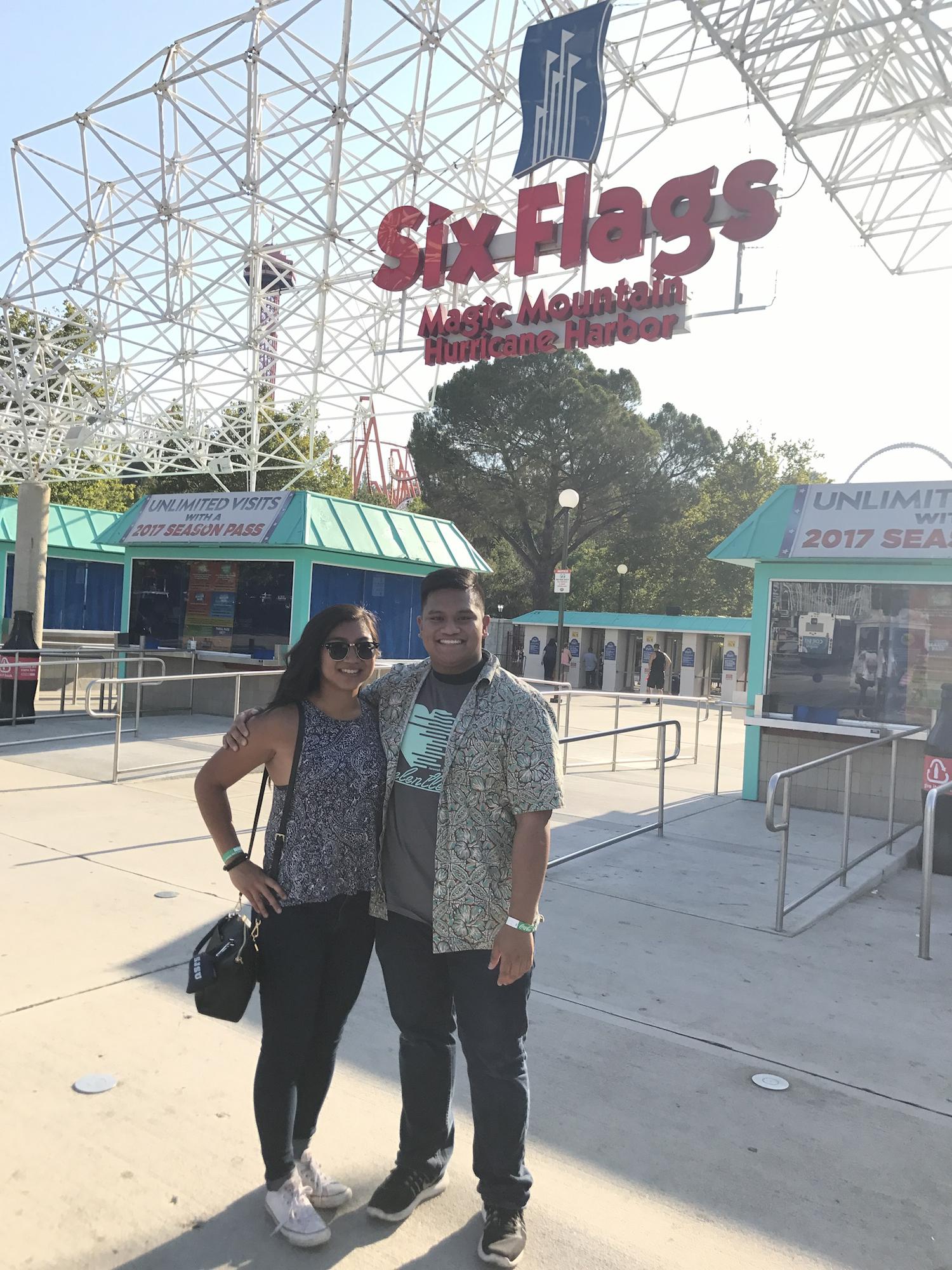 Our first date on the hottest day ever to go to Six Flags Magic Mountain!
