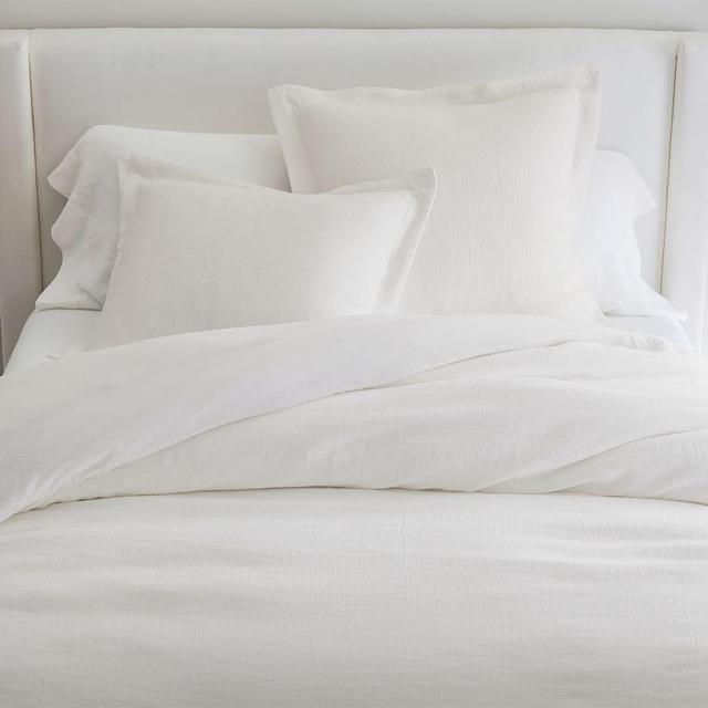 European Flax Linen Waffle Duvet Cover, King/Cal. King, White