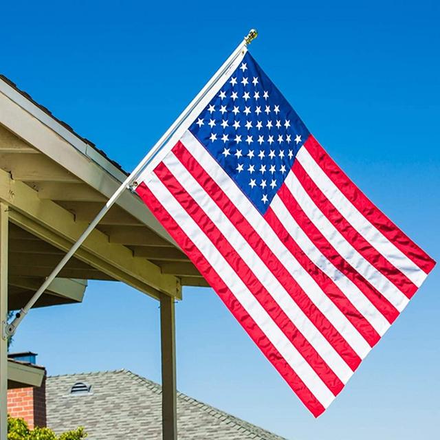 Flag Pole Kit: Includes Tangle Free Flagpole, Flag Pole Bracket and Embroidered American Flag Made in USA